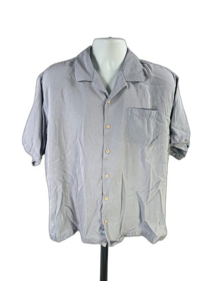 Tommy Bahama Men's Light Blue Silk Button Up Short Sleeve Shirt - XL