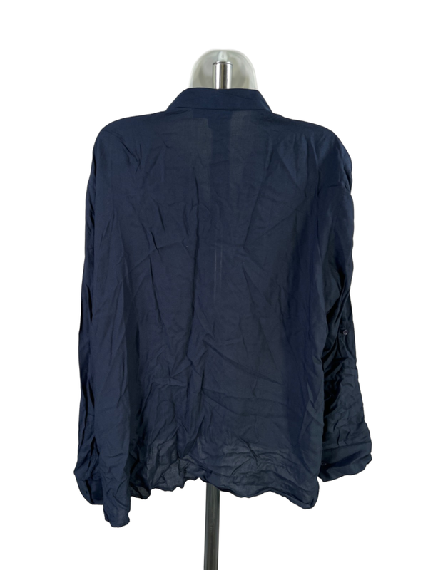 Jennifer Women’s Navy Blue Long Sleeve Button Up Blouse - Plus 2X image 2