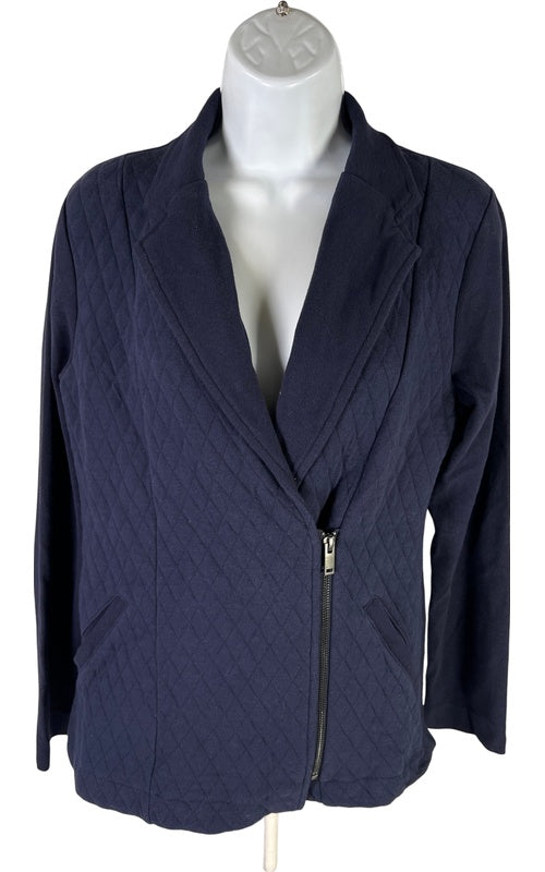 Banana Republic Women’s Blue Quilted Zip Up Blazer Jacket - S image 2