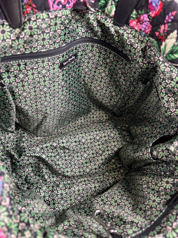Vera Bradley Women's Black/Pink Winter Berry Change It Up Tote Bag Purse image 6