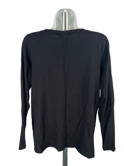 J Jill Women's Black Embroidered Floral Paisley Long Sleeve Shirt - XS image 2