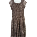 Coldwater Creek Women's Brown Lace Print Cap Sleeve Sheath Dress - M