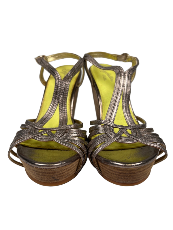 Seychelles Women's Gray Metallic Strappy Slingback Wedge Heel Sandals - 7.5 image 2