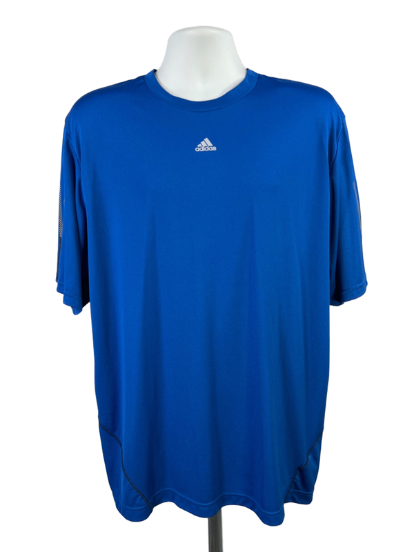 Adidas Men's Blue Striped Short Sleeve Athletic Tee Shirt - XL