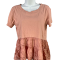 By Anthropologie Women's Pink Babydoll Short Sleeve Tiered Boho Shirt - XS