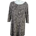 Loft Women's Black/Beige Cut-Out Back Elbow Sleeve Mini Dress - M