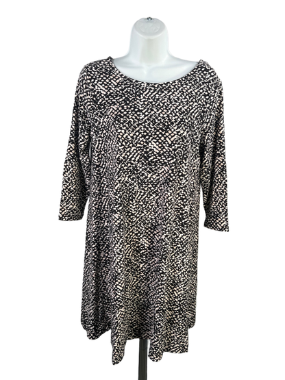 Loft Women's Black/Beige Cut-Out Back Elbow Sleeve Mini Dress - M