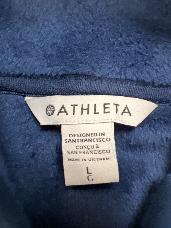 Athleta Women's Blue Cozy Karma Asym Hi-Low Long Sleeve Pullover Sweatshirt - L image 3