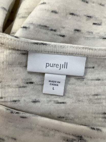 J. Jill Pure Women's White Large Heathered 3/4 Sleeve Cinch Top - L image 3