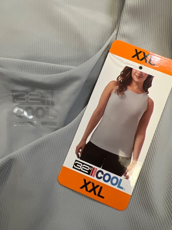 32 Cool Women's Gray/Pearl Blue Ribbed Sleeveless Tank Top W/ Bra - XXL image 3
