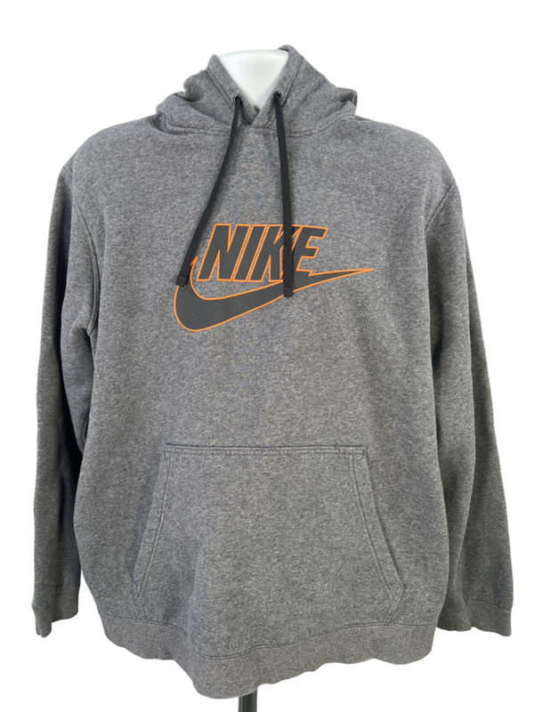 Nike Men's Gray Long Sleeve Future Logo Pullover Hoodie Sweatshirt - 2XL