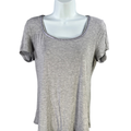 White House Black Market Women's Gray Scoop Neck Short Sleeve Tee Shirt - M