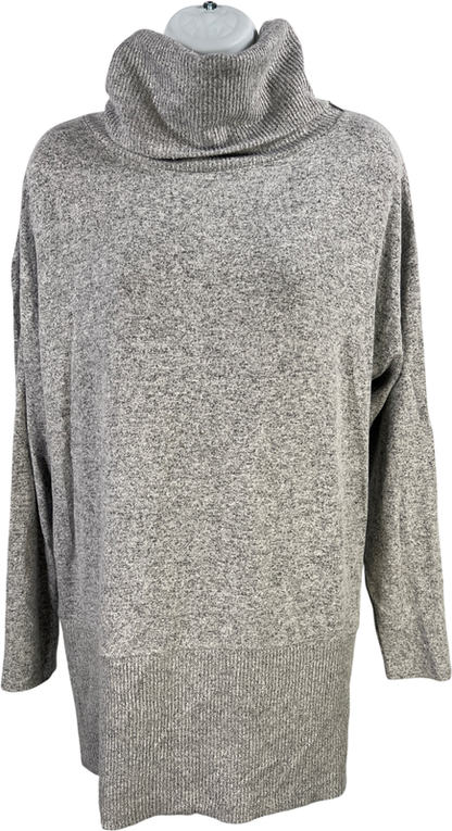 White House Black Market Women’s Gray Long Sleeve Zip Accent Tunic Sweater - S