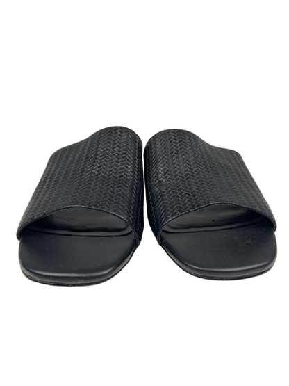 Nordstrom Rack Women's Black Woven Slip On Low Heel Slide Sandals - 10 image 2