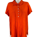 J.Jill Women's Orange Short Sleeve Polo Shirt - M Petite