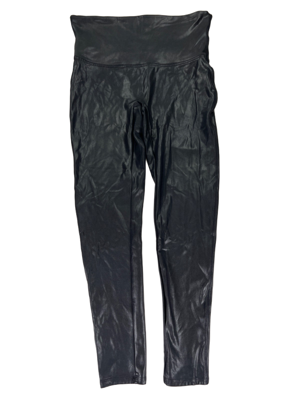 Spanx Women's Black Spanxshape Faux Leather High Rise Leggings - XL Petite