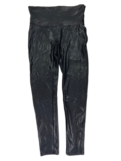 Spanx Women's Black Spanxshape Faux Leather High Rise Leggings - XL Petite