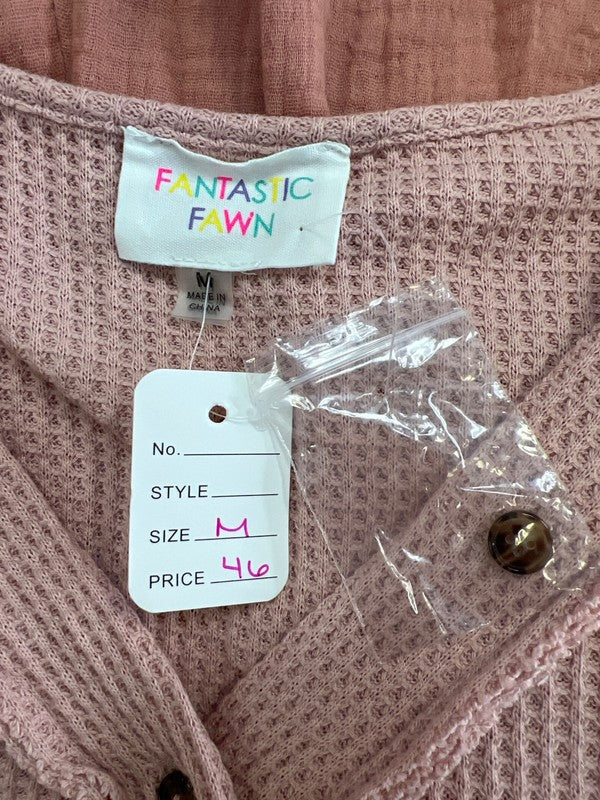 Fantastic Fawn Women’s Pink Waffle Knit Tunic Sweater - M image 3