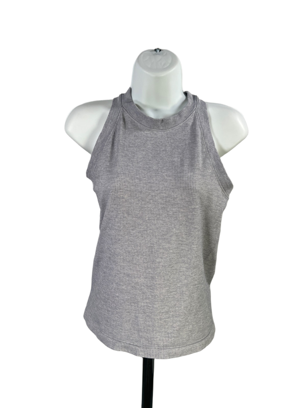 Athleta Women's Gray Ribbed High Neck Athletic Tank Top - M