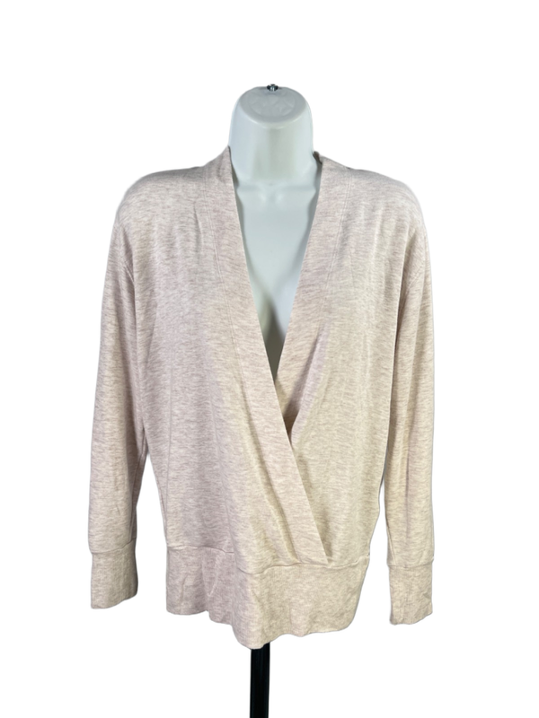 Athleta Women's Ivory/Beige Purana V-Neck Long Sleeve Wrap Sweatshirt - XXS