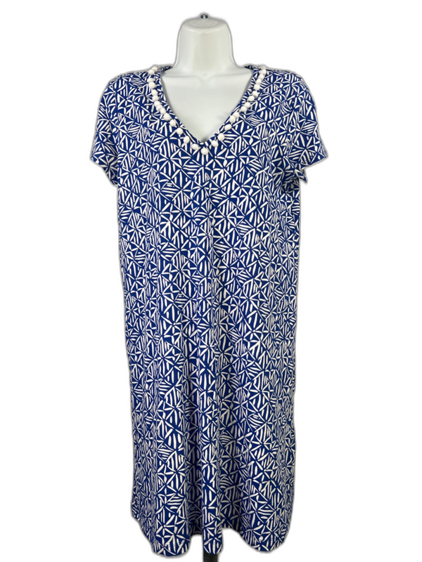 Lilly Pulitzer Women's Blue Short Sleeve Corsica Etta Shirt Dress - M