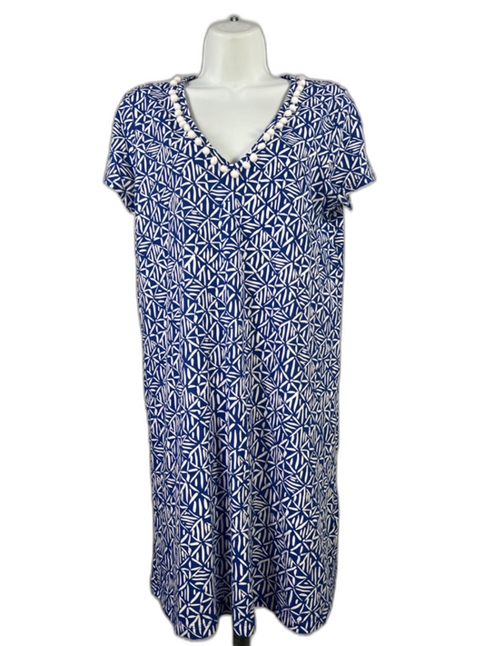 Lilly Pulitzer Women's Blue Short Sleeve Corsica Etta Shirt Dress - M