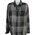 Banana Republic Women's Black/White Semi-Sheer Long Sleeve Button Up Blouse - L