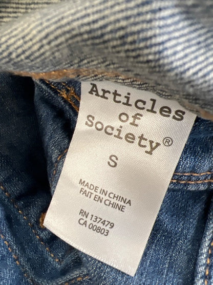 Articals of Society Women's Blue Medium Wash Button Up Denim Jean Jacket - S image 3