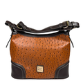 Dooney and Bourke Women's Brown Ostrich Embossed Hobo Shoulder Bag Purse