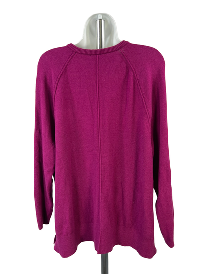 J Jill Women's Purple/Pink V Neck Long Sleeve Sweater - XL Petite image 2