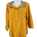 Chico's Women's Yellow/Gold 3/4 Sleeve V-Neck Pullover Blouse - 3/US 16