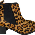 Nine West Women’s Brown Leopard Print Honor Cow Hair Chelsea Boots - 6