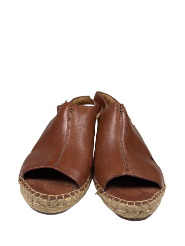 Clarks Artisan Women's Brown Leather Espadrille Slingback Wedge Sandals - 9 image 2