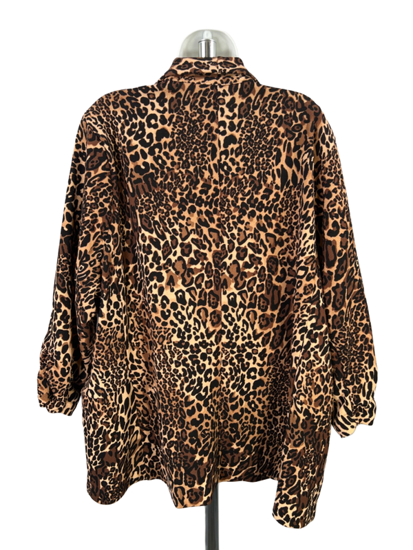Bar III Women's Brown Cheetah Print 3/4 Sleeve Open Front Jacket - Plus 3X image 2