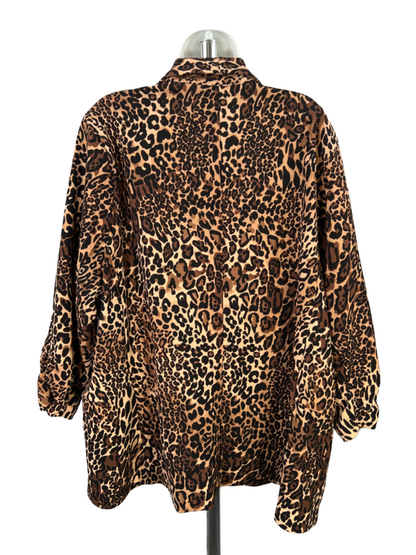 Bar III Women's Brown Cheetah Print 3/4 Sleeve Open Front Jacket - Plus 3X image 2