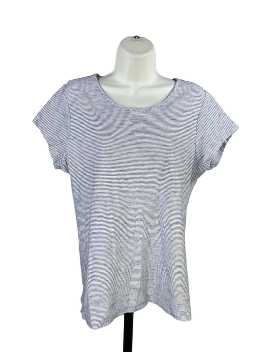 Vineyard Vines Women's White/Blue Striped Short Cap Sleeve Tee Shirt - M