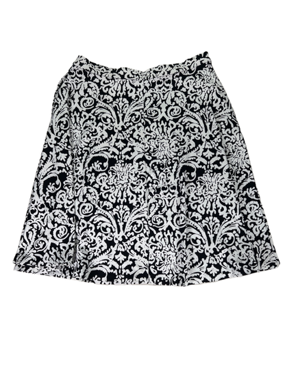 Adrienne Vittadini Women's Black/White Damask Print Pull On Midi Skirt - L image 2