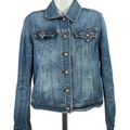 Lucky Brand Women's Medium Wash Snap Button Denim Jean Jacket - L