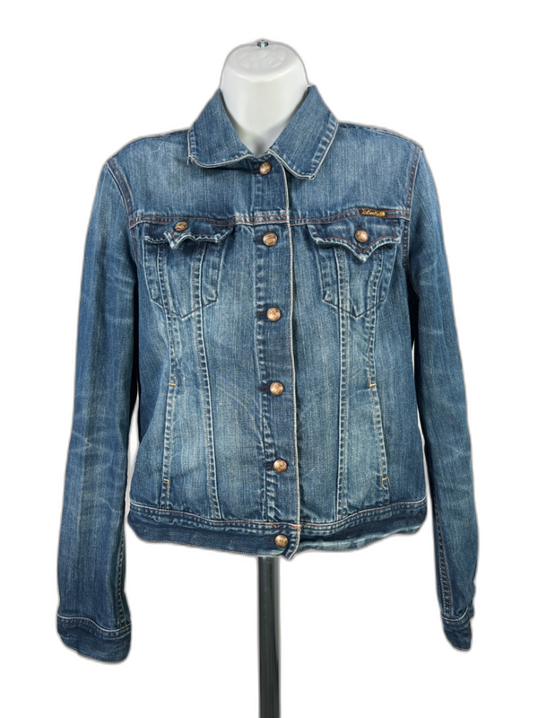 Lucky Brand Women's Medium Wash Snap Button Denim Jean Jacket - L