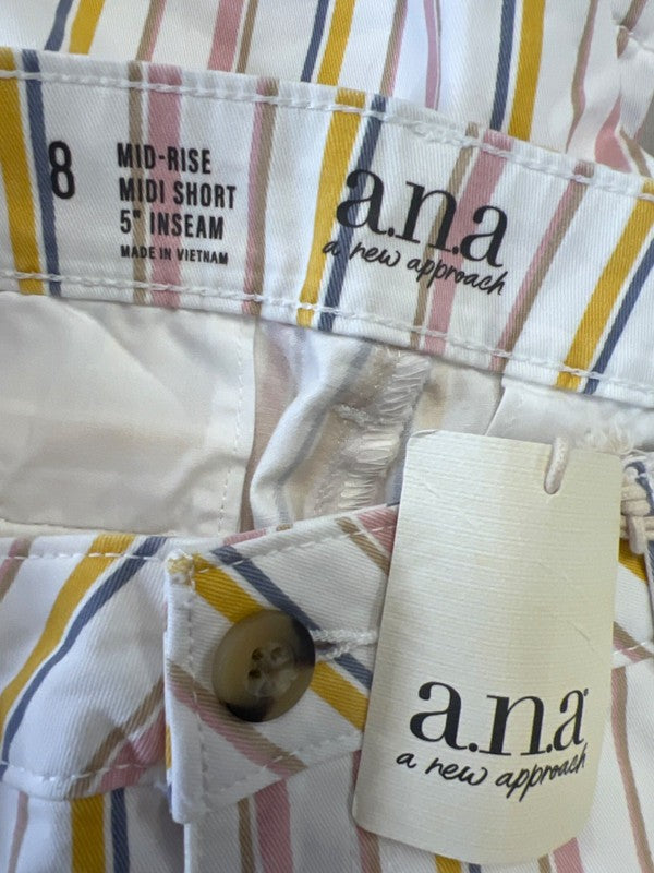 Ana Women's Multicolor Striped Mid Rise Midi Shorts - 8 image 3