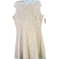 Dressbarn Women's White/Beige Lace Lined Sleeveless A-Line Dress - 16 Petite