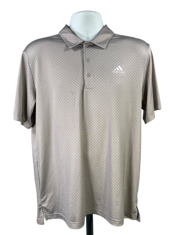 Adidas Men's Gray Dotted Short Sleeve Polo Performance Golf Shirt - M
