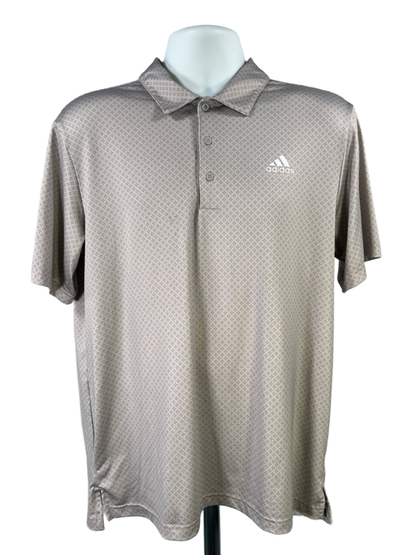 Adidas Men's Gray Dotted Short Sleeve Polo Performance Golf Shirt - M