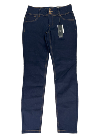 D Jeans Women's Dark Wash Skinny Stretch Button Fly High Rise Jeans - 6