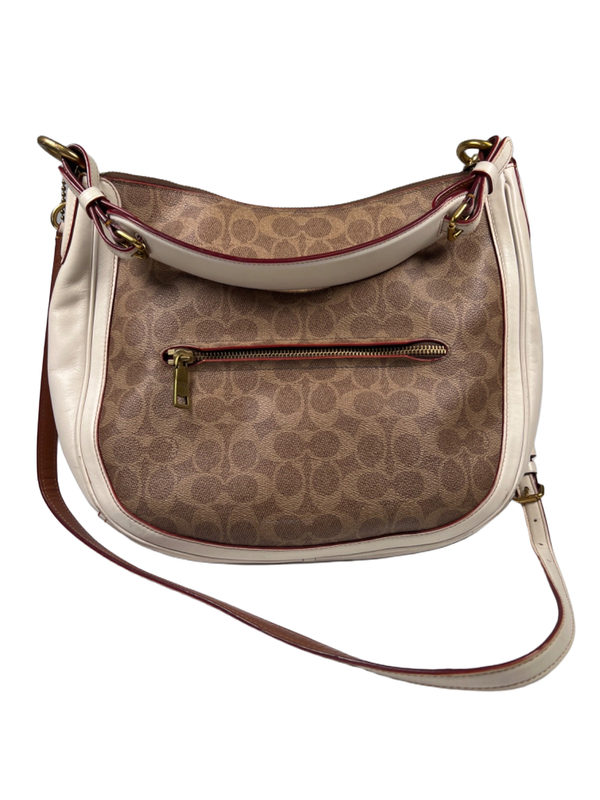 Coach Women's Brown/Ivory Coated Canvas Sutton Hobo Shoulder Bag Purse image 2