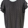 Adrianna Papell Women’s Black Short Ruffle Sleeve Blouse - S