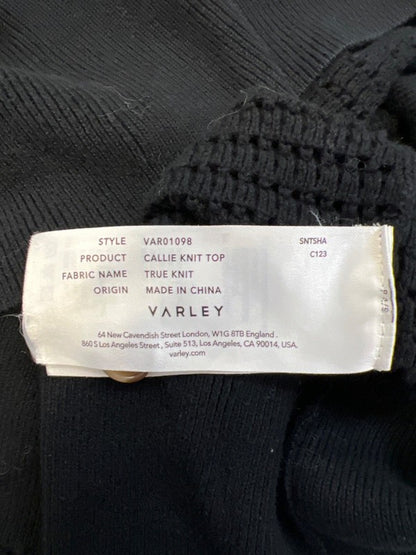 Varley Women's Black Short Sleeve Open Knit V-Neck Sweater - L image 4