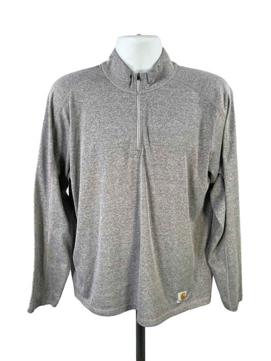 Carhartt Men's Gray 1/4 Zip Relaxed Fit Long Sleeve Pullover Shirt - L