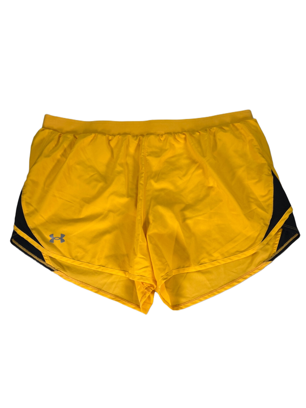 Under Armour Women's Yellow/Gold HeatGear Fly-By Lined Athletic Shorts - XL