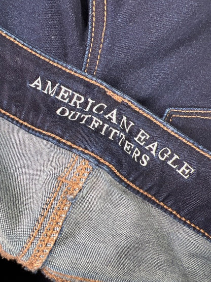 American Eagle Women's Dark Wash Hi-Rise Shortie Denim X Jean Shorts - 6 image 3